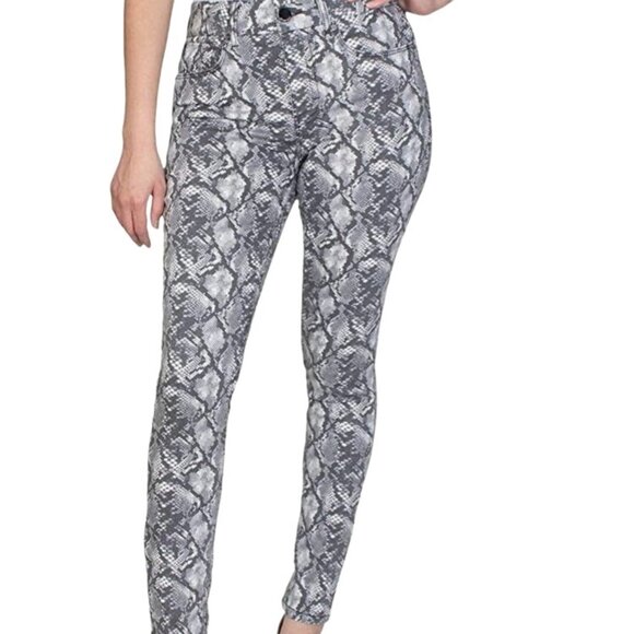 Seven7 Jeans Snake Skin Print Ankle Pants Size 6 High Rise Skinny Slimming Edgy - Picture 1 of 13